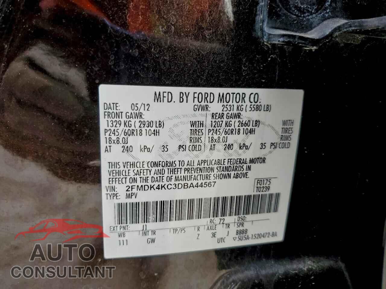FORD EDGE 2013 - 2FMDK4KC3DBA44567