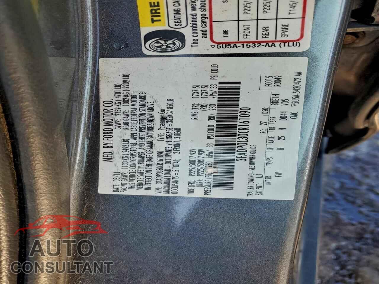FORD FUSION 2012 - 3FADP0L30CR161090