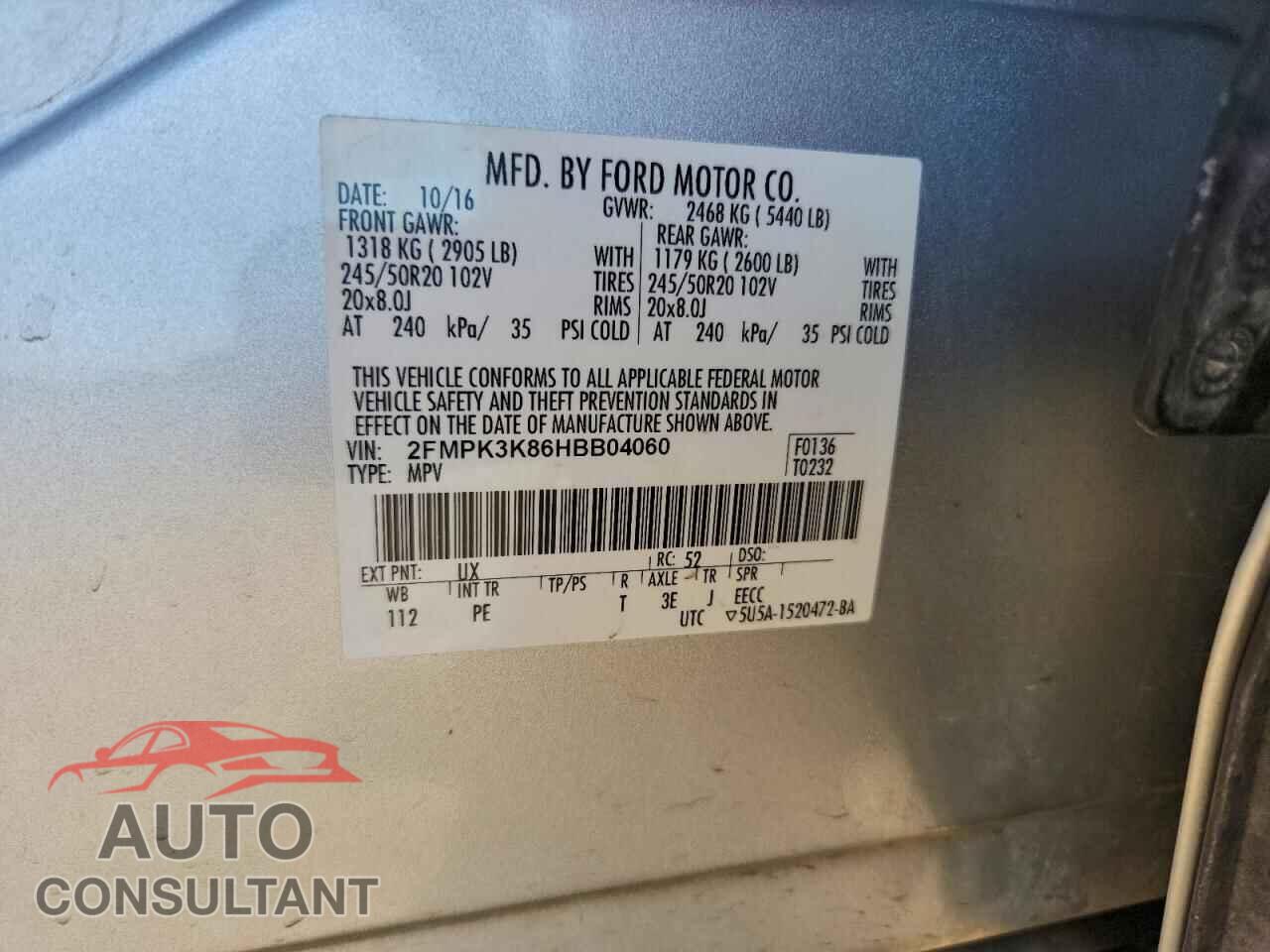FORD EDGE 2017 - 2FMPK3K86HBB04060