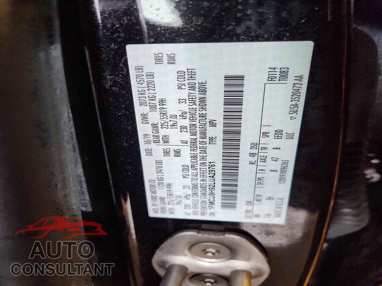 FORD ESCAPE 2020 - 1FMCU9H92LUA29761