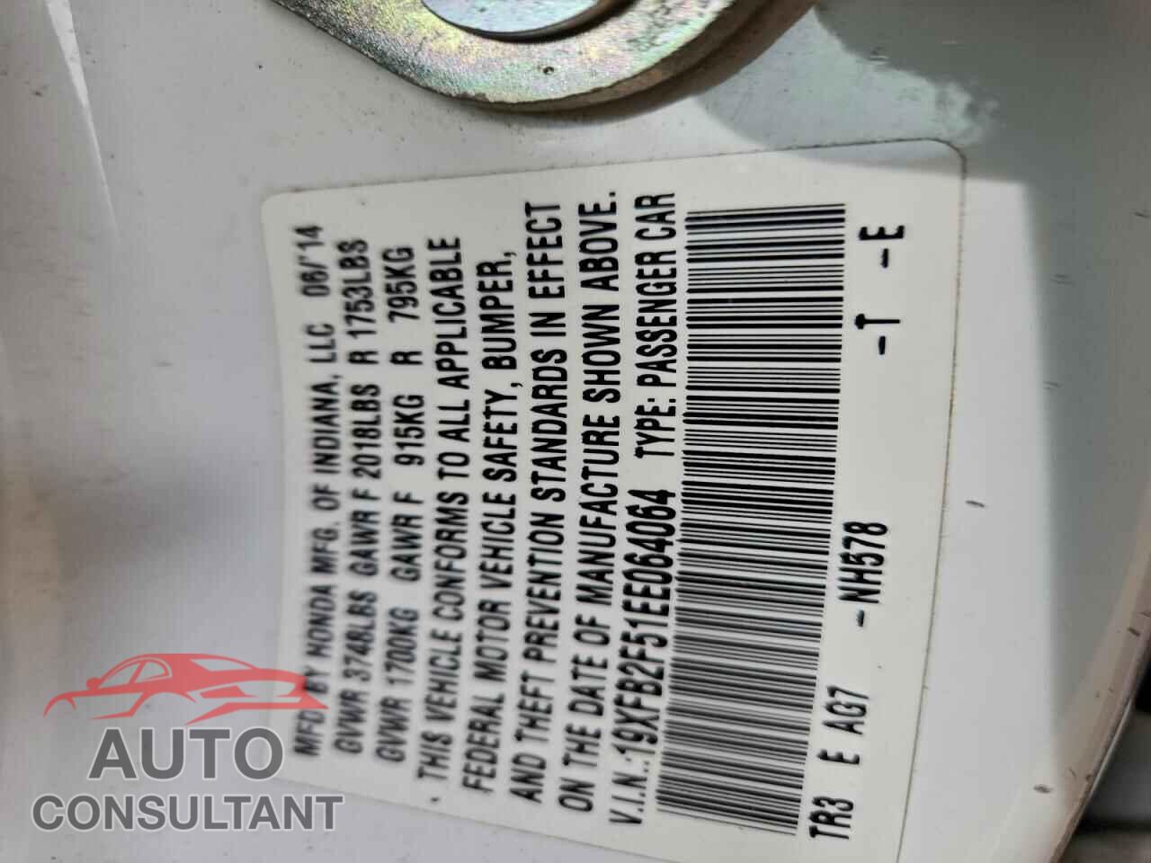 HONDA CIVIC 2014 - 19XFB2F51EE064064