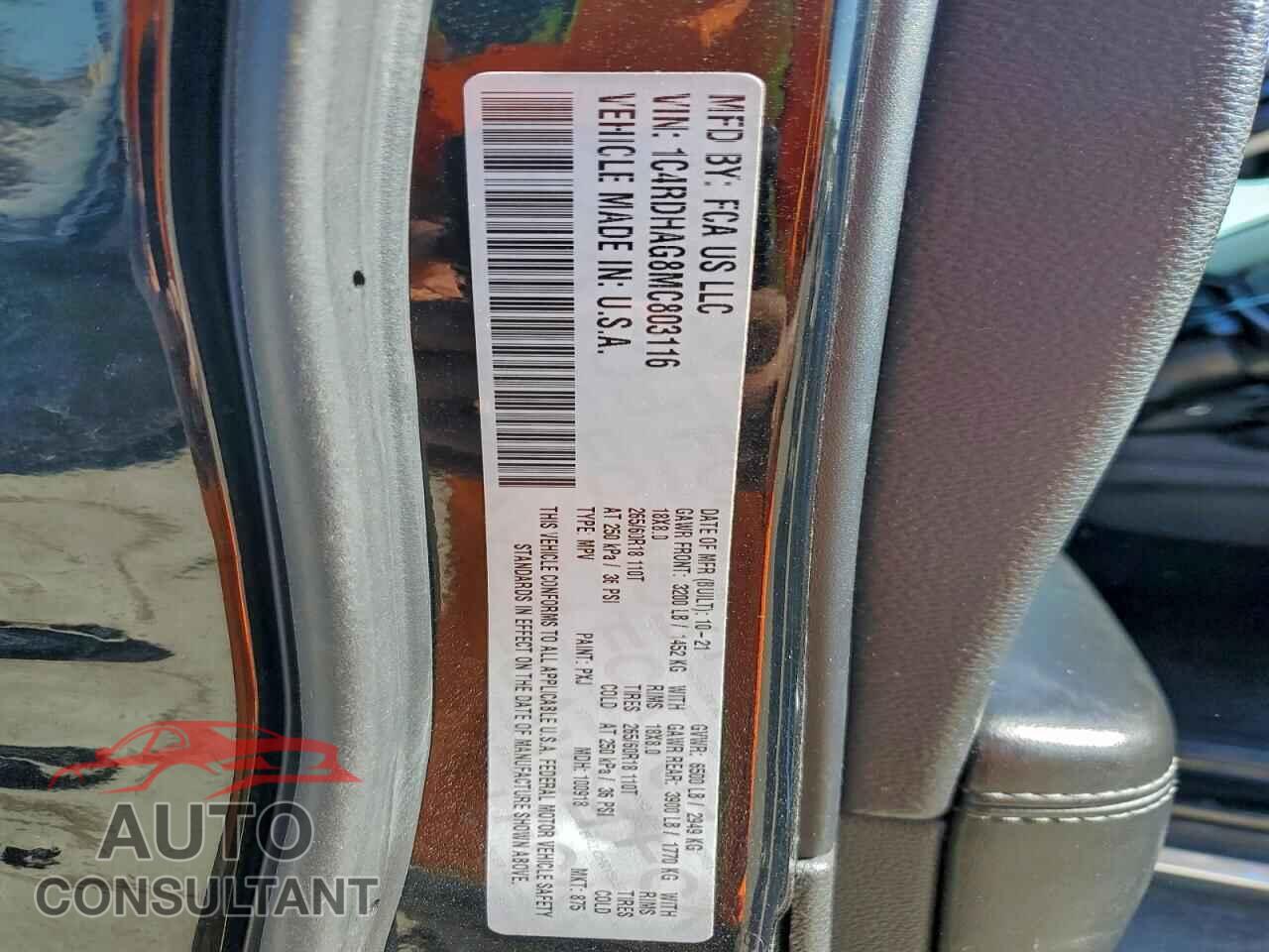 DODGE DURANGO 2021 - 1C4RDHAG8MC803116