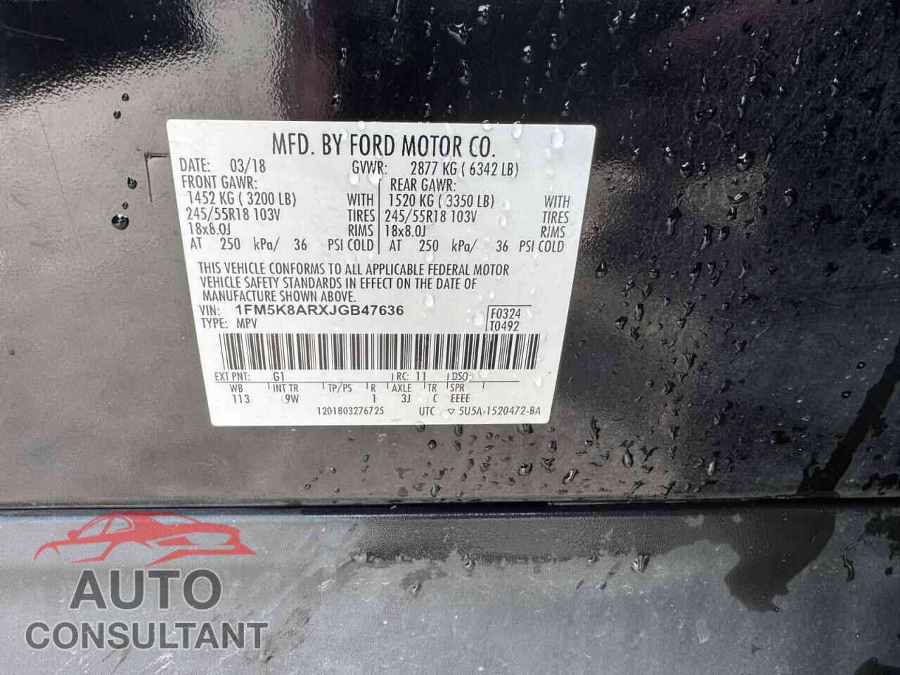 FORD EXPLORER 2018 - 1FM5K8ARXJGB47636
