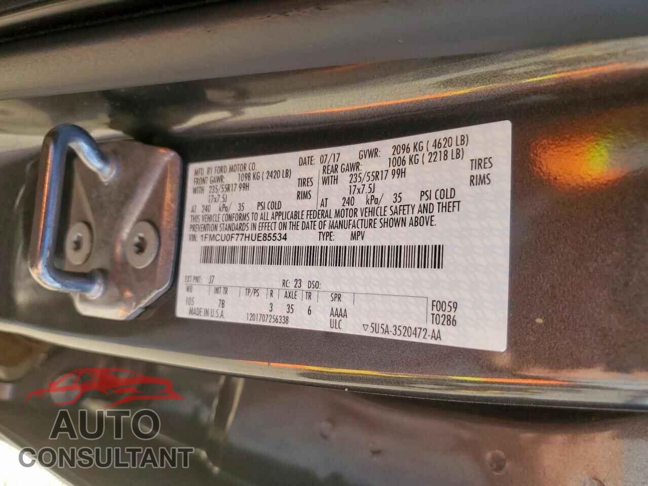 FORD ESCAPE 2017 - 1FMCU0F77HUE85534