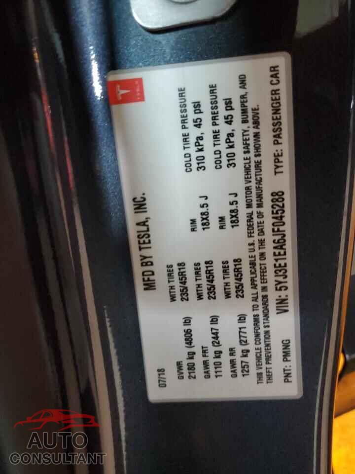 TESLA MODEL 3 2018 - 5YJ3E1EA6JF045288