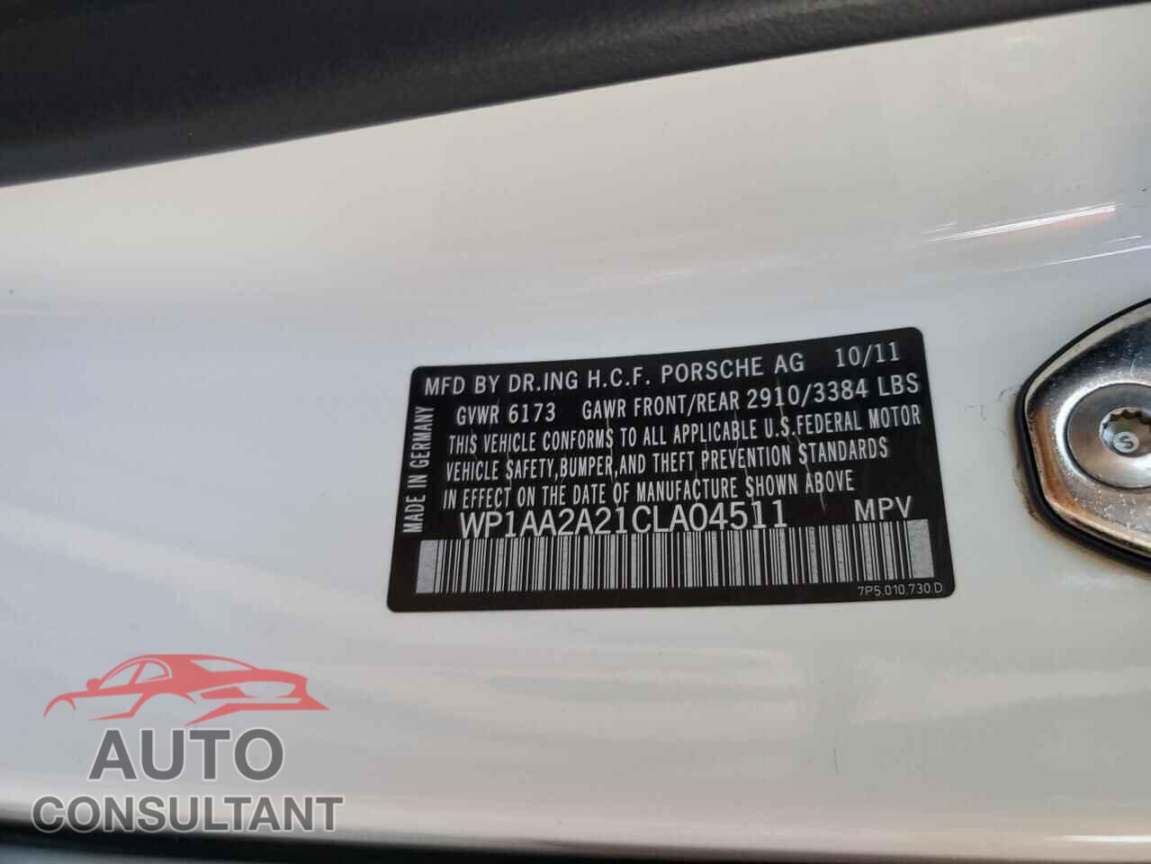 PORSCHE CAYENNE 2012 - WP1AA2A21CLA04511