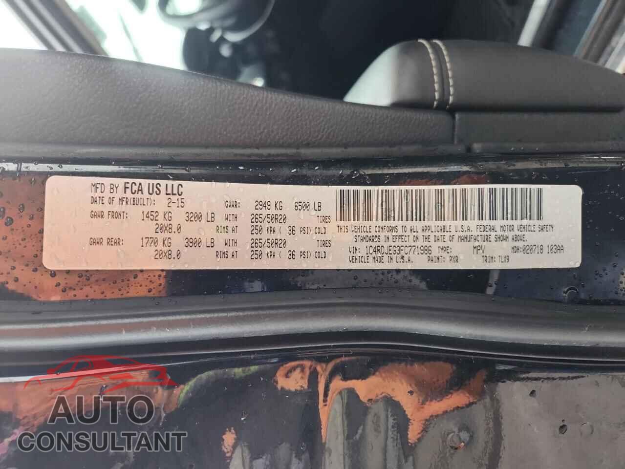DODGE DURANGO 2015 - 1C4RDJEG3FC771986
