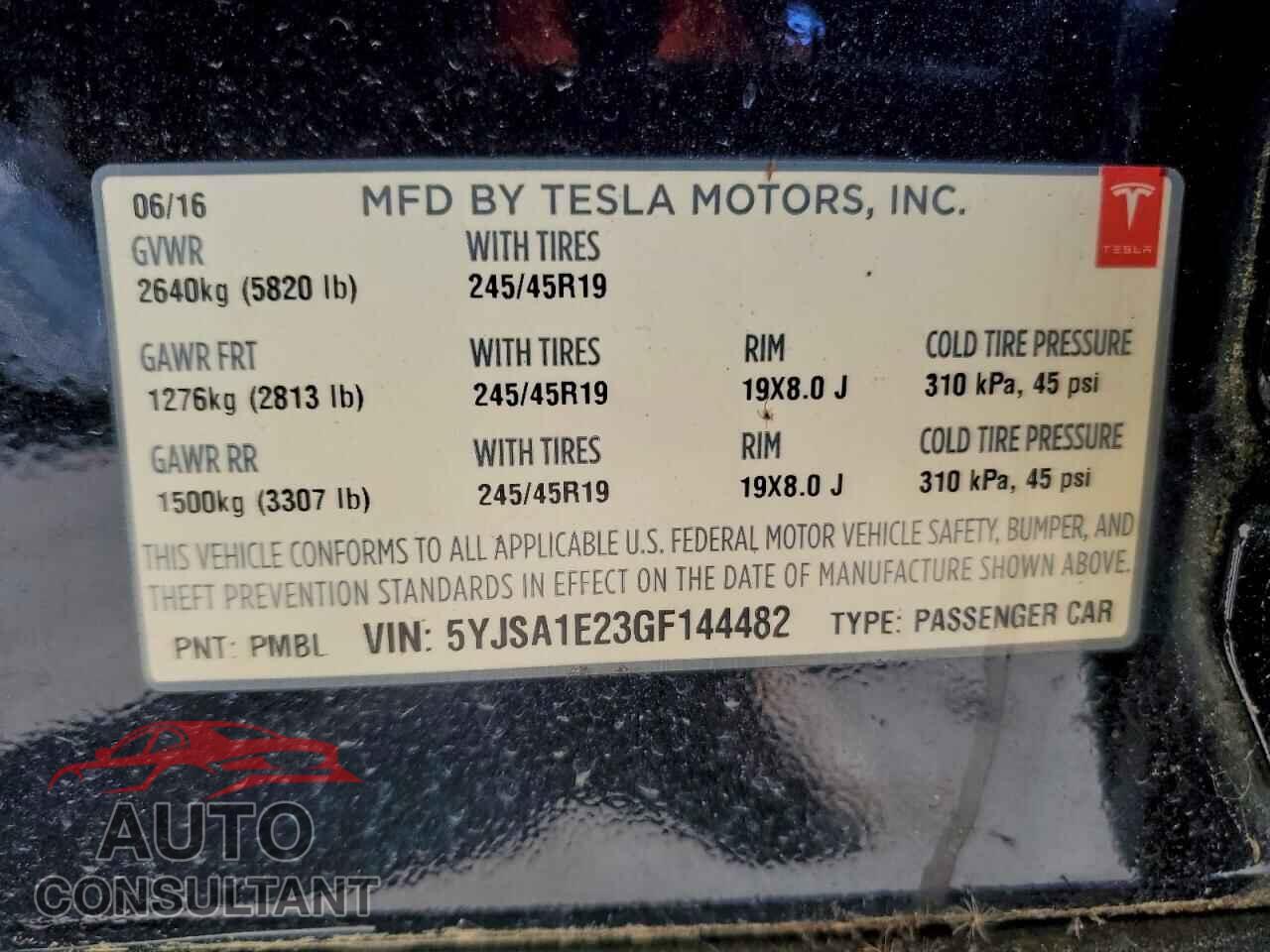 TESLA MODEL S 2016 - 5YJSA1E23GF144482
