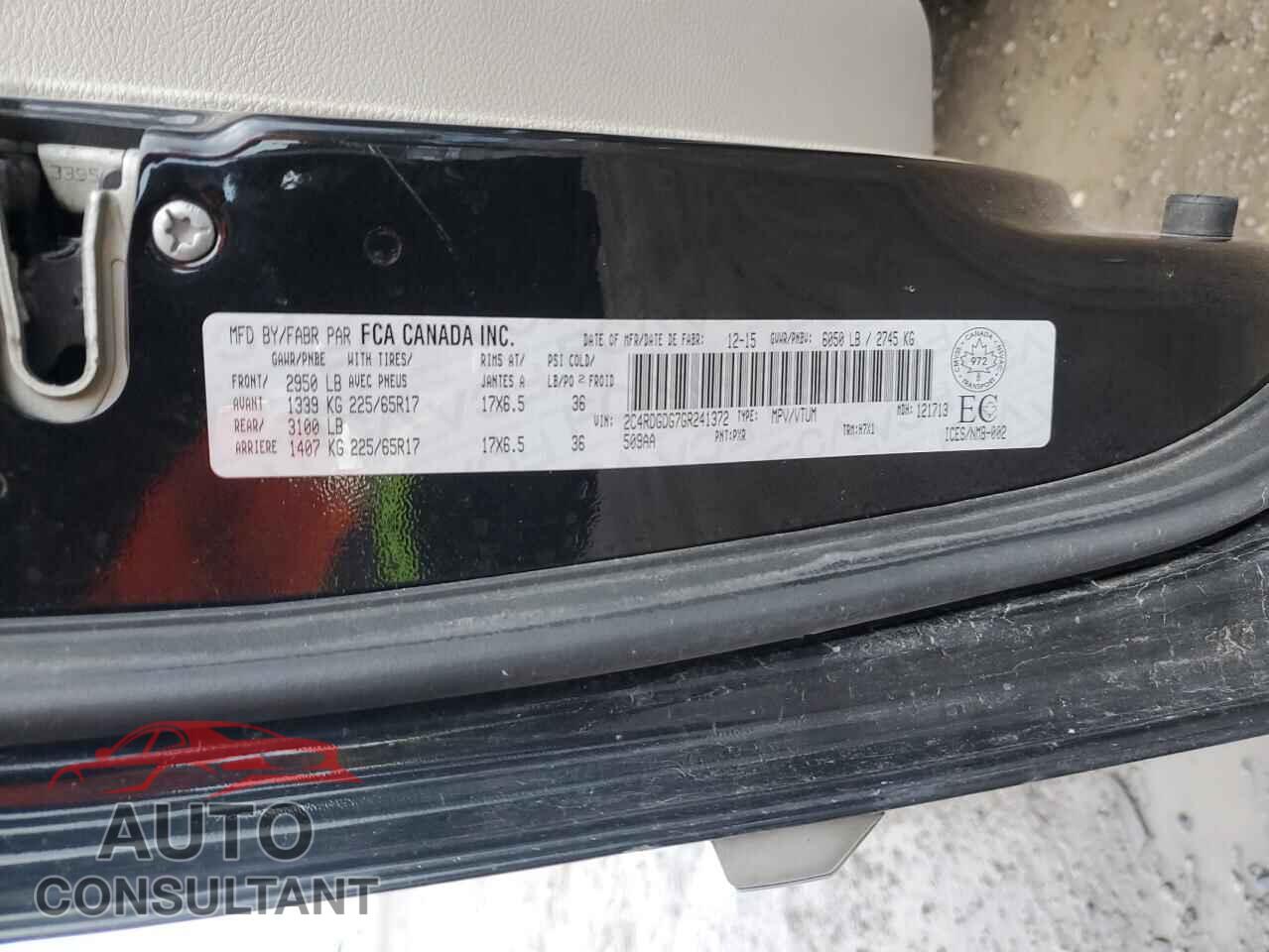 DODGE CARAVAN 2016 - 2C4RDGDG7GR241372
