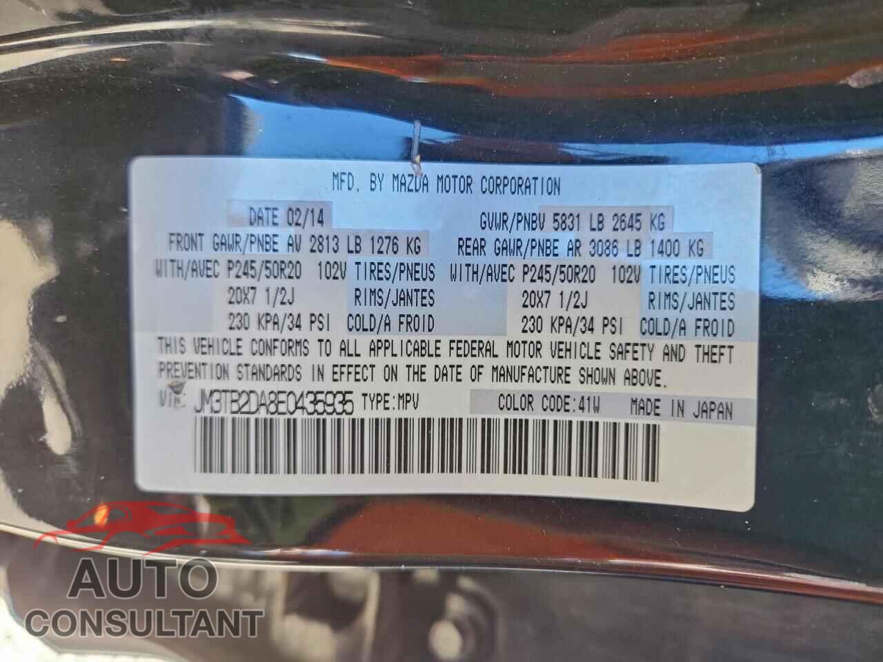 MAZDA CX-9 2014 - JM3TB2DA8E0435935