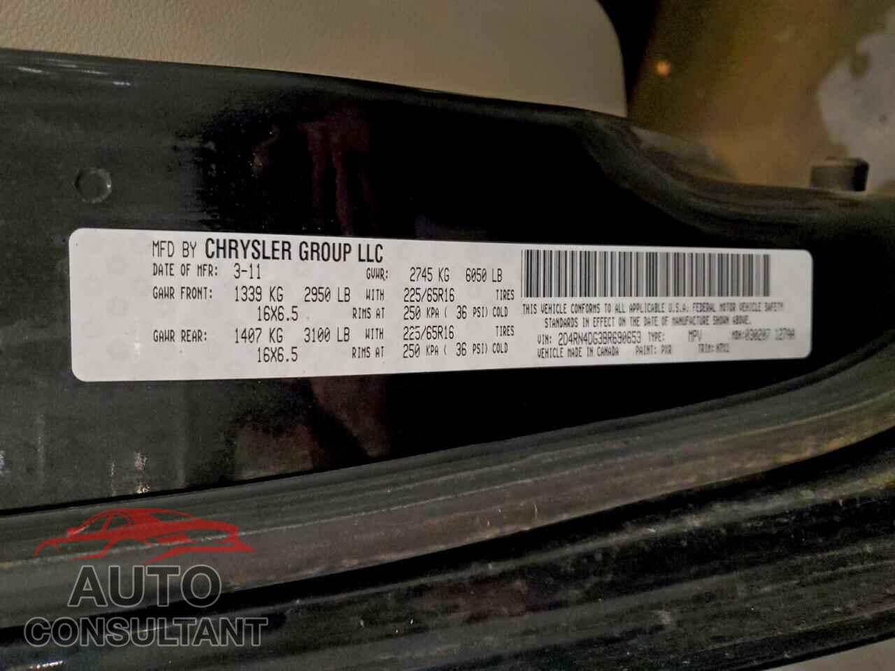 DODGE CARAVAN 2011 - 2D4RN4DG3BR690653