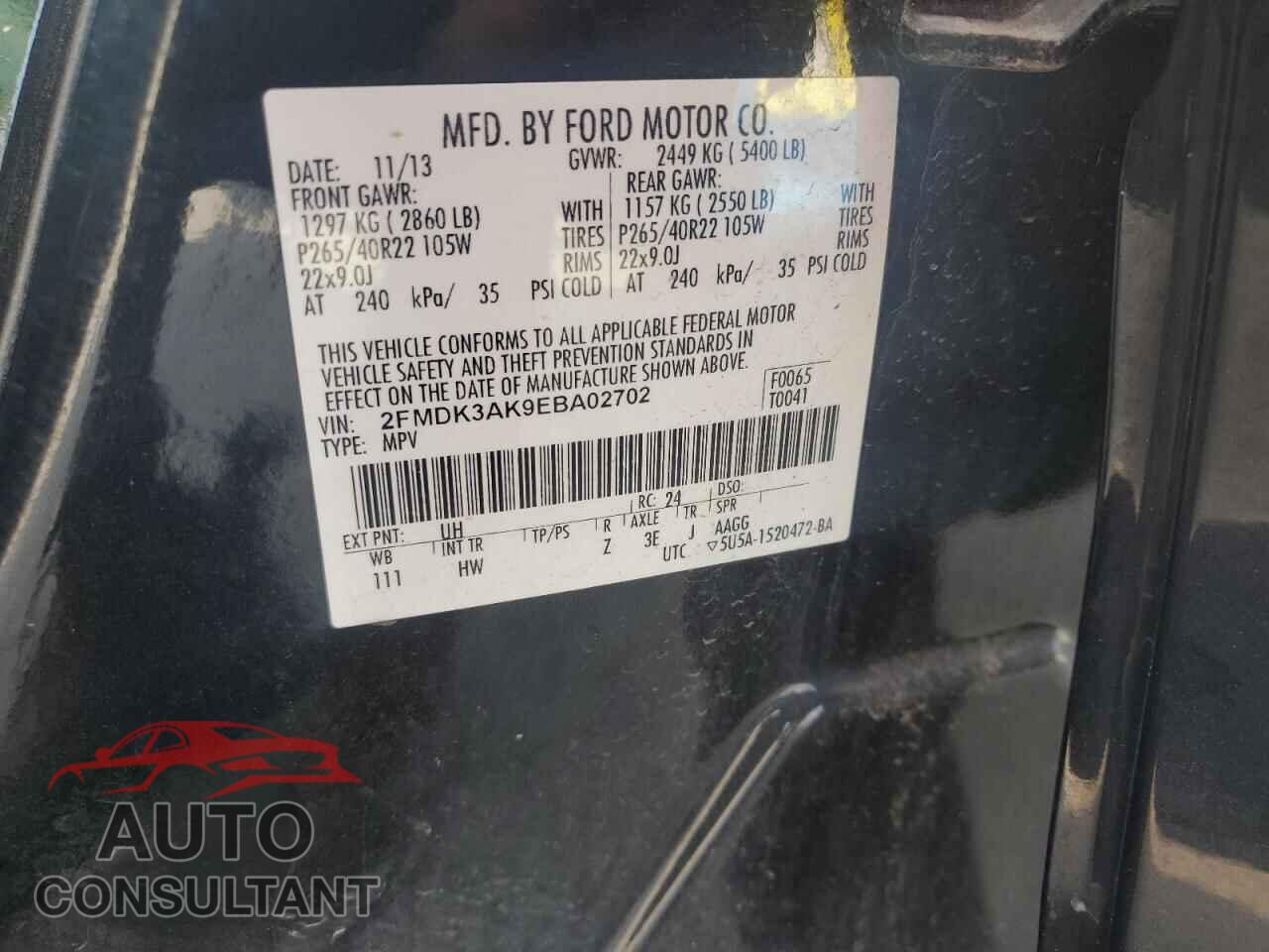 FORD EDGE 2014 - 2FMDK3AK9EBA02702