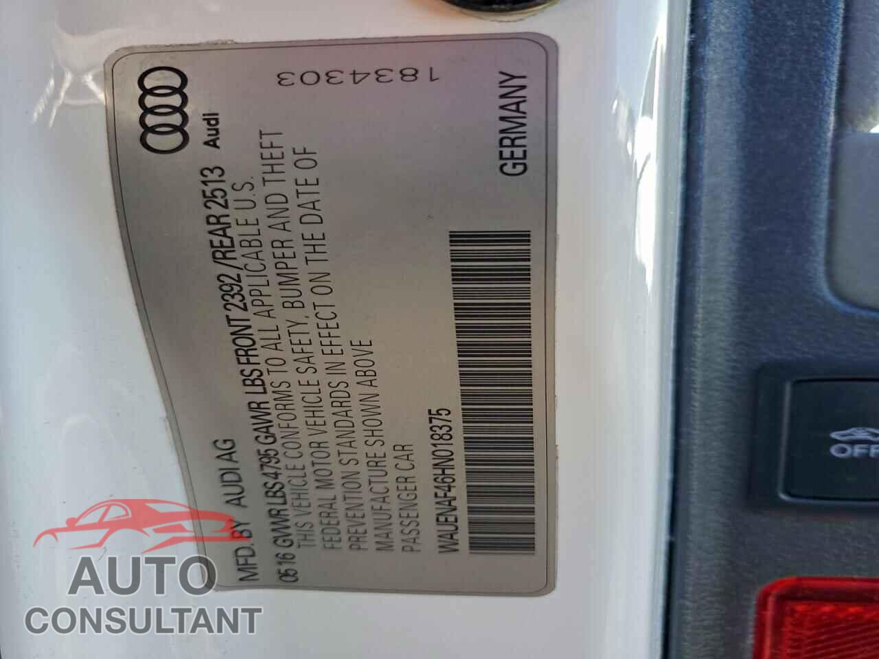 AUDI A4 2017 - WAUENAF46HN018375