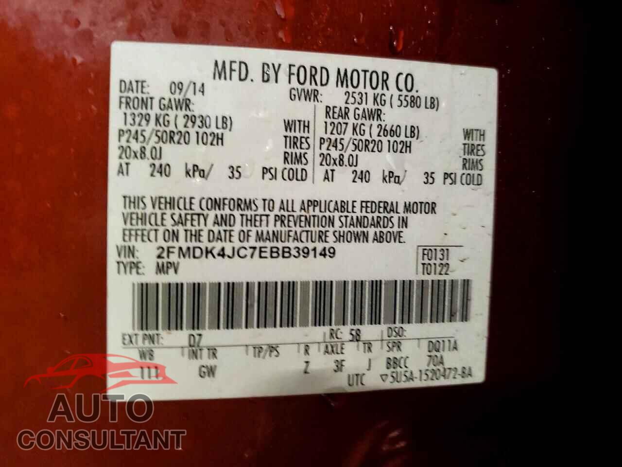 FORD EDGE 2014 - 2FMDK4JC7EBB39149