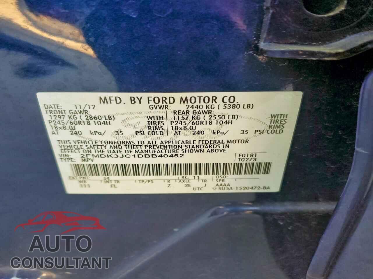 FORD EDGE 2013 - 2FMDK3JC1DBB40452