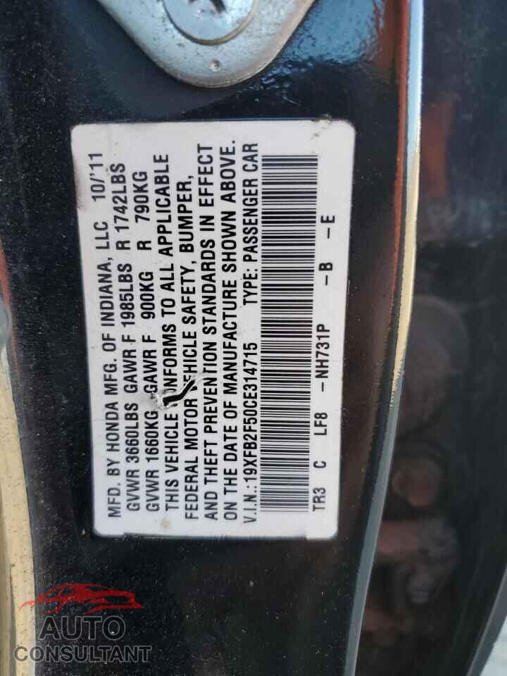 HONDA CIVIC 2012 - 19XFB2F50CE314715