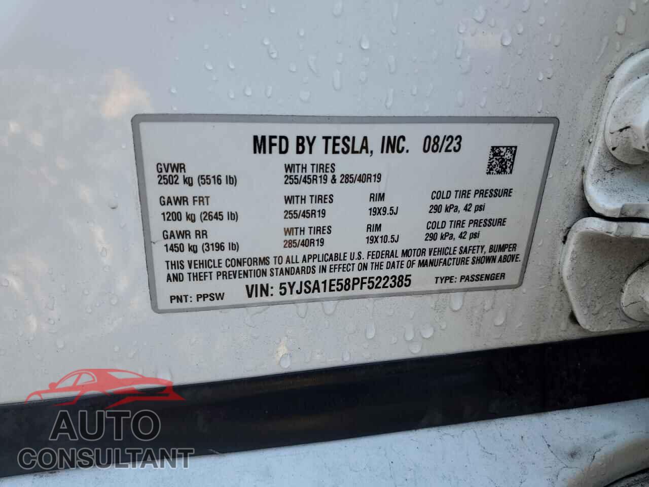 TESLA MODEL S 2023 - 5YJSA1E58PF522385