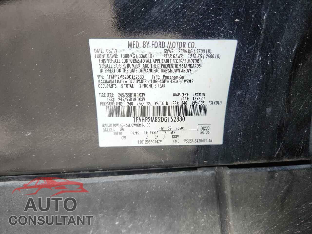 FORD TAURUS 2013 - 1FAHP2M82DG152830