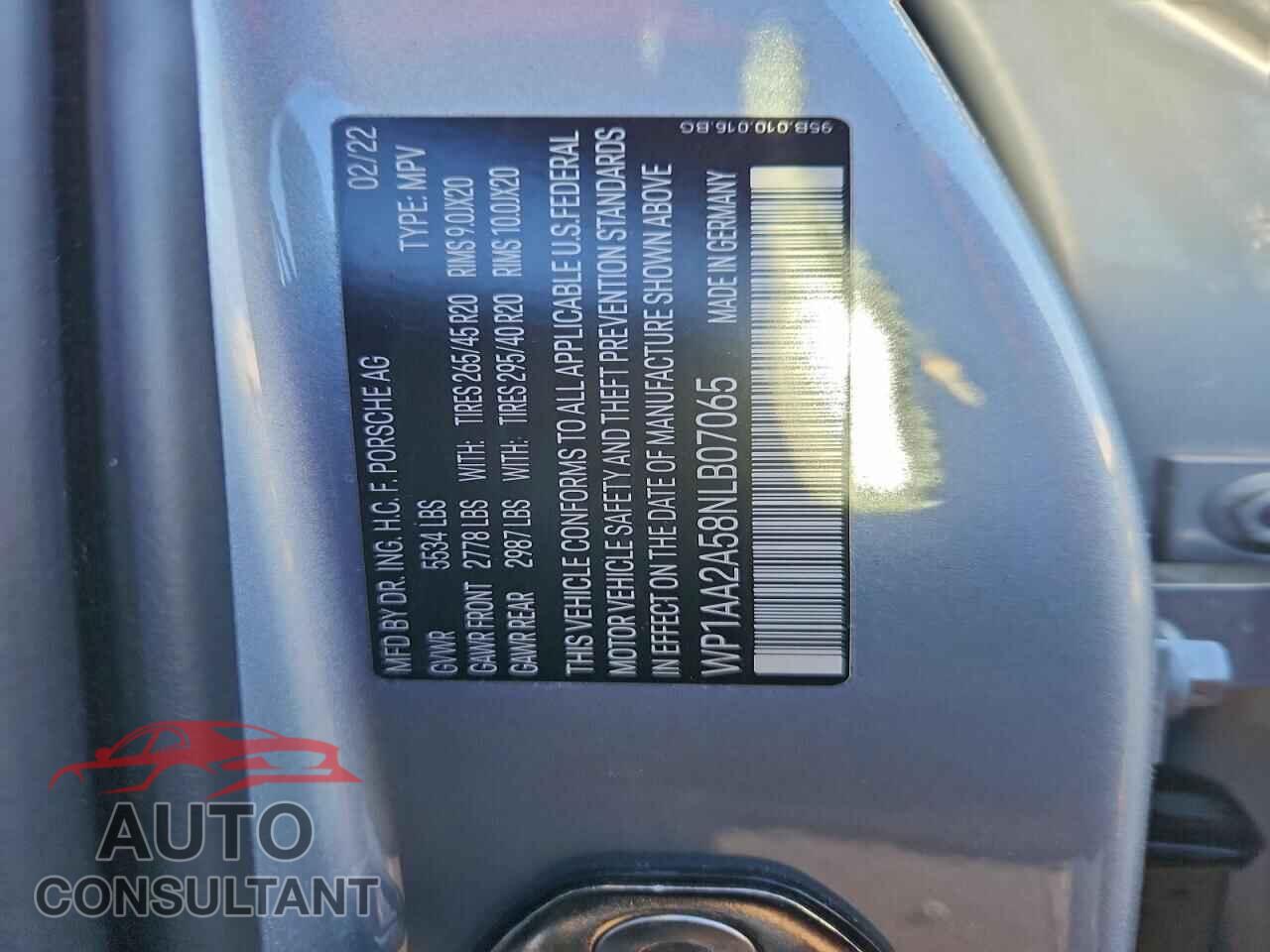 PORSCHE MACAN 2022 - WP1AA2A58NLB07065