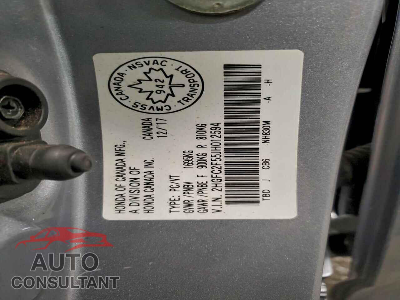HONDA CIVIC 2018 - 2HGFC2F55JH012594