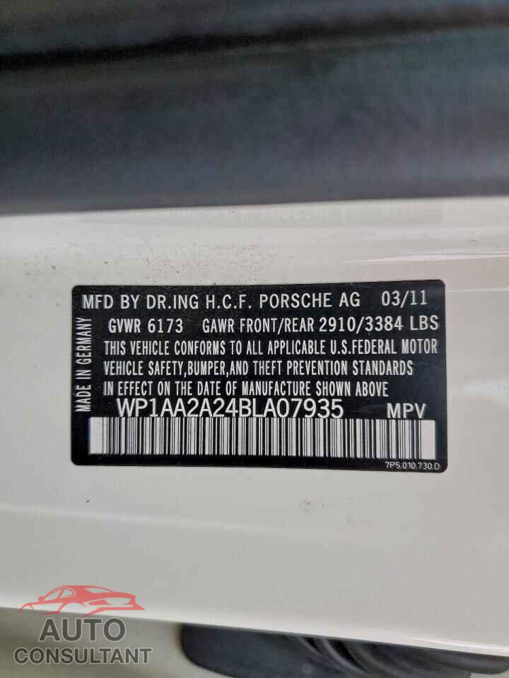 PORSCHE CAYENNE 2011 - WP1AA2A24BLA07935