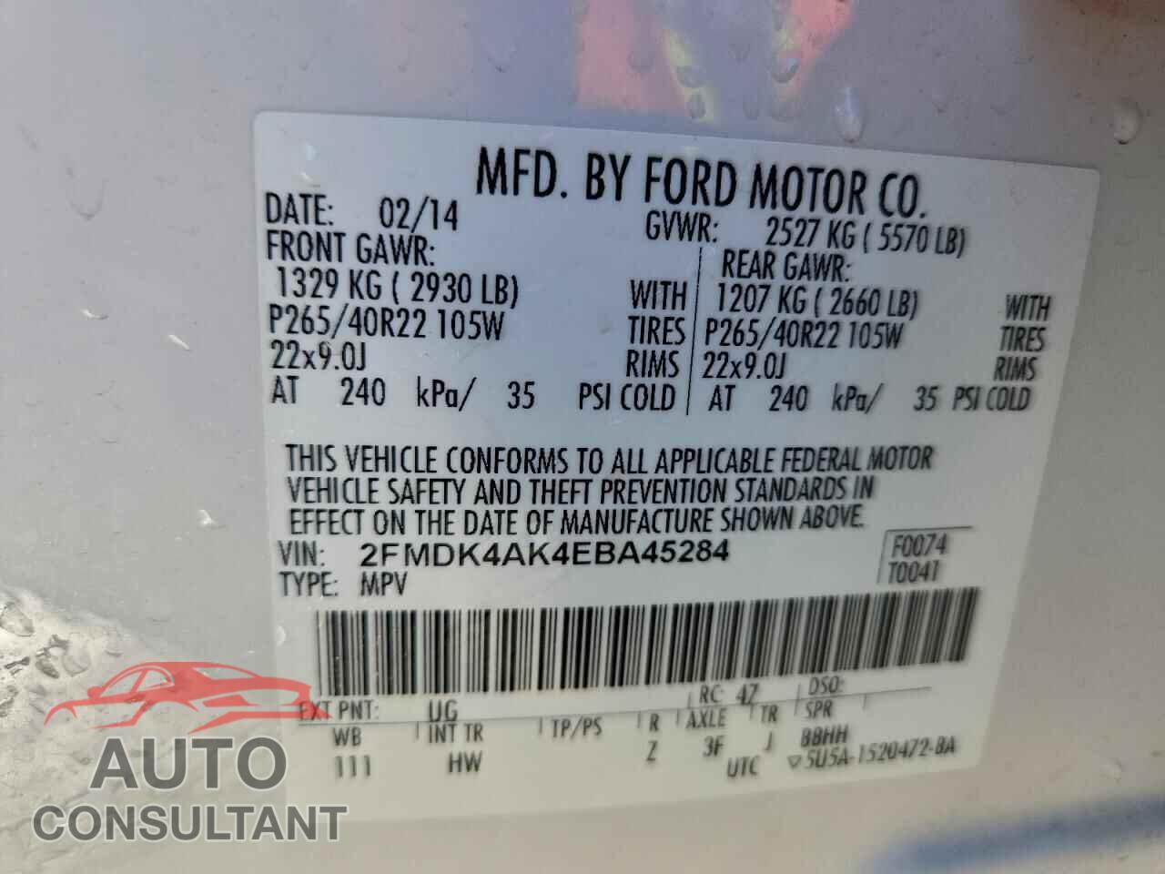 FORD EDGE 2014 - 2FMDK4AK4EBA45284