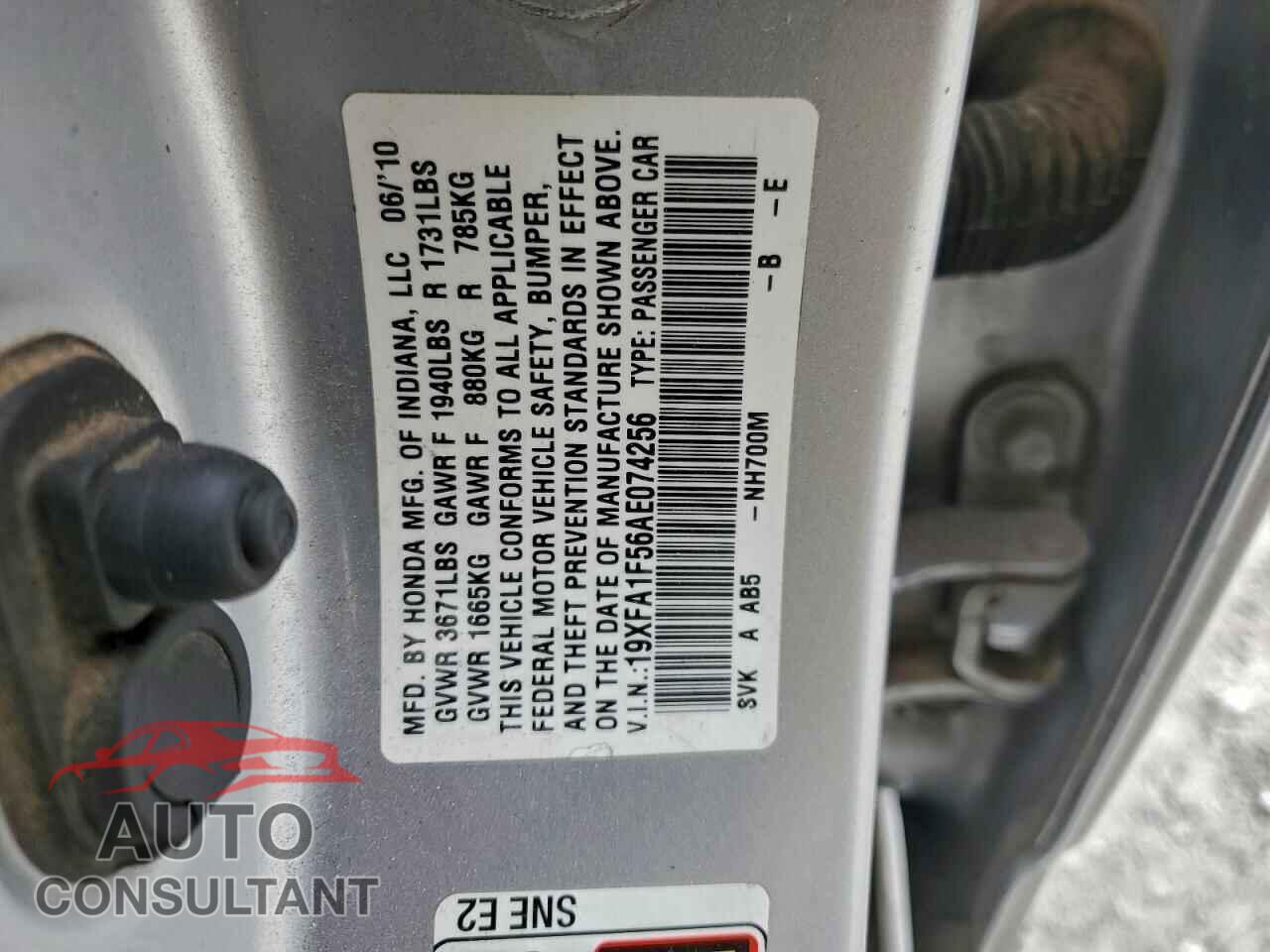 HONDA CIVIC 2010 - 19XFA1F56AE074256