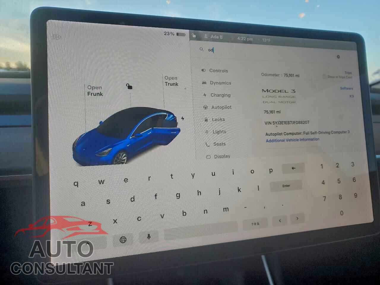 TESLA MODEL 3 2018 - 5YJ3E1EB7JF088207