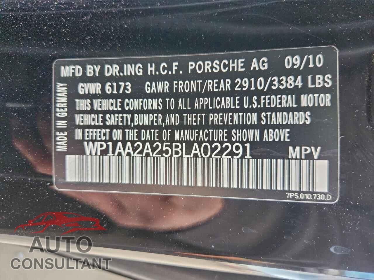 PORSCHE CAYENNE 2011 - WP1AA2A25BLA02291