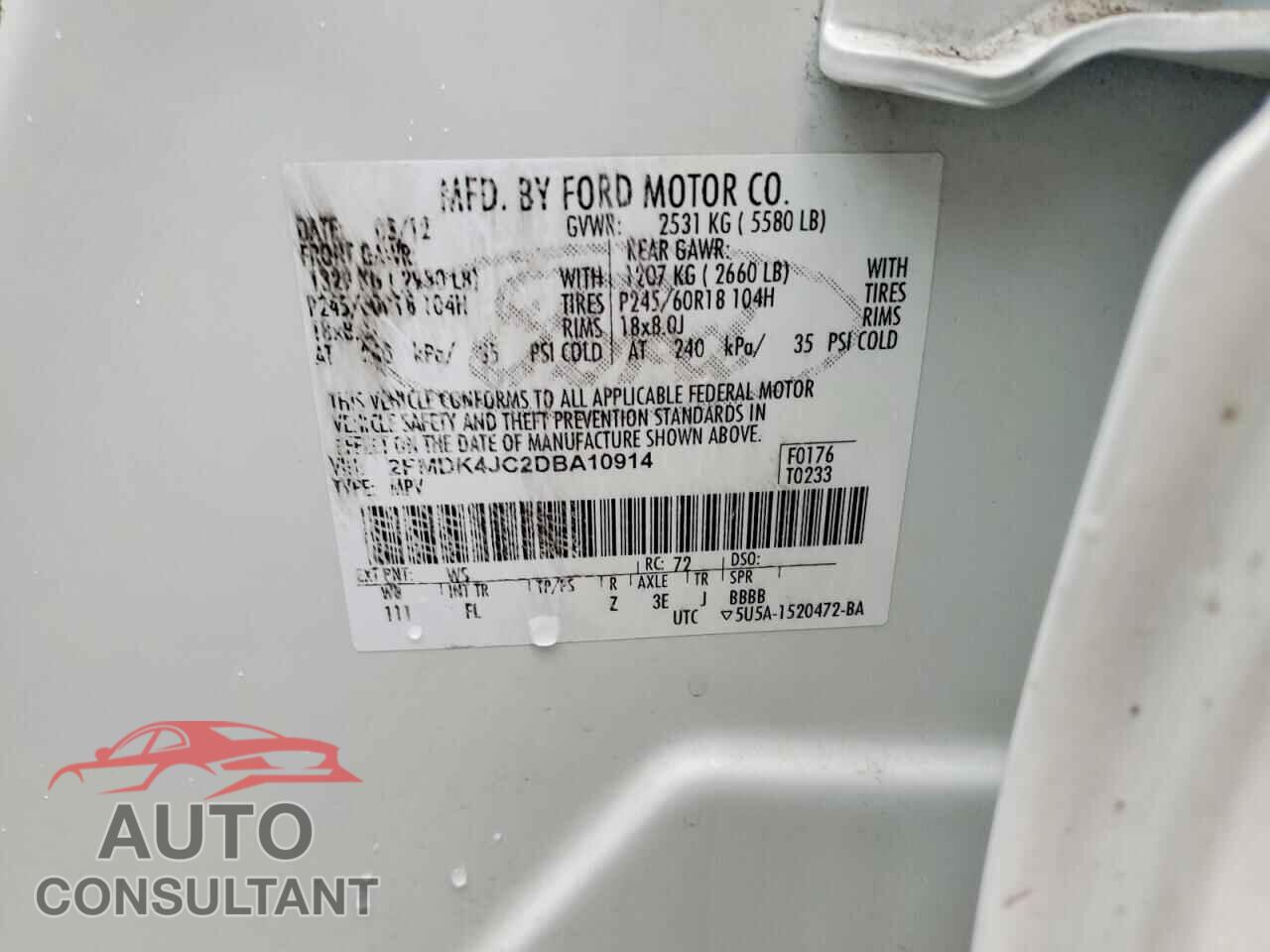 FORD EDGE 2013 - 2FMDK4JC2DBA10914