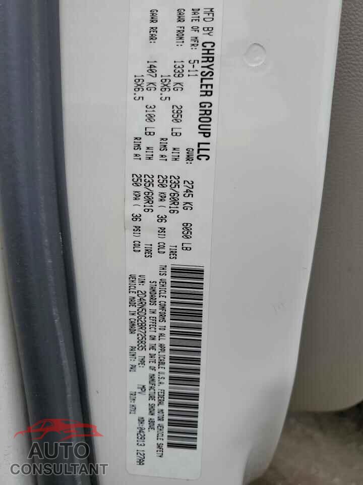 DODGE CARAVAN 2011 - 2D4RN5DG2BR725835