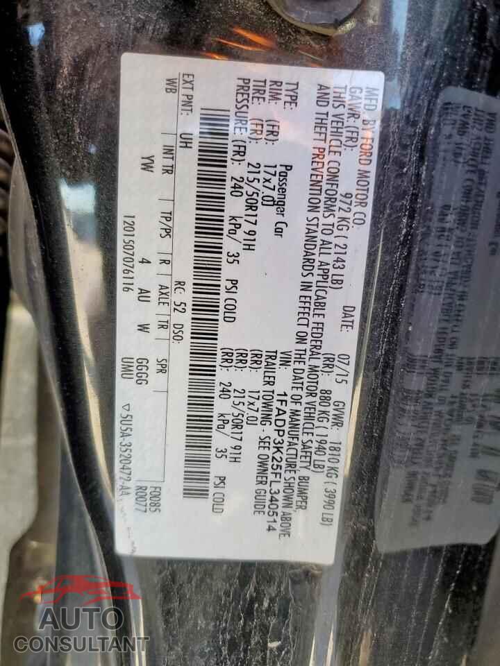 FORD FOCUS 2015 - 1FADP3K25FL340514