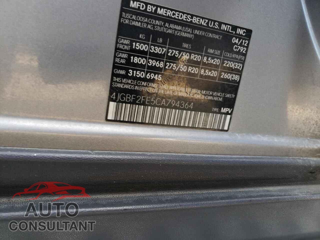 MERCEDES-BENZ GL-CLASS 2012 - 4JGBF2FE5CA794364