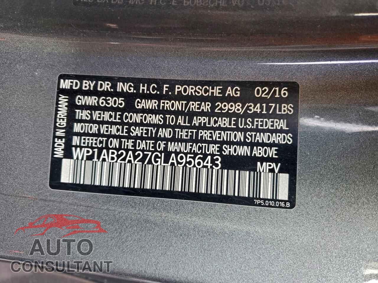 PORSCHE CAYENNE 2016 - WP1AB2A27GLA95643