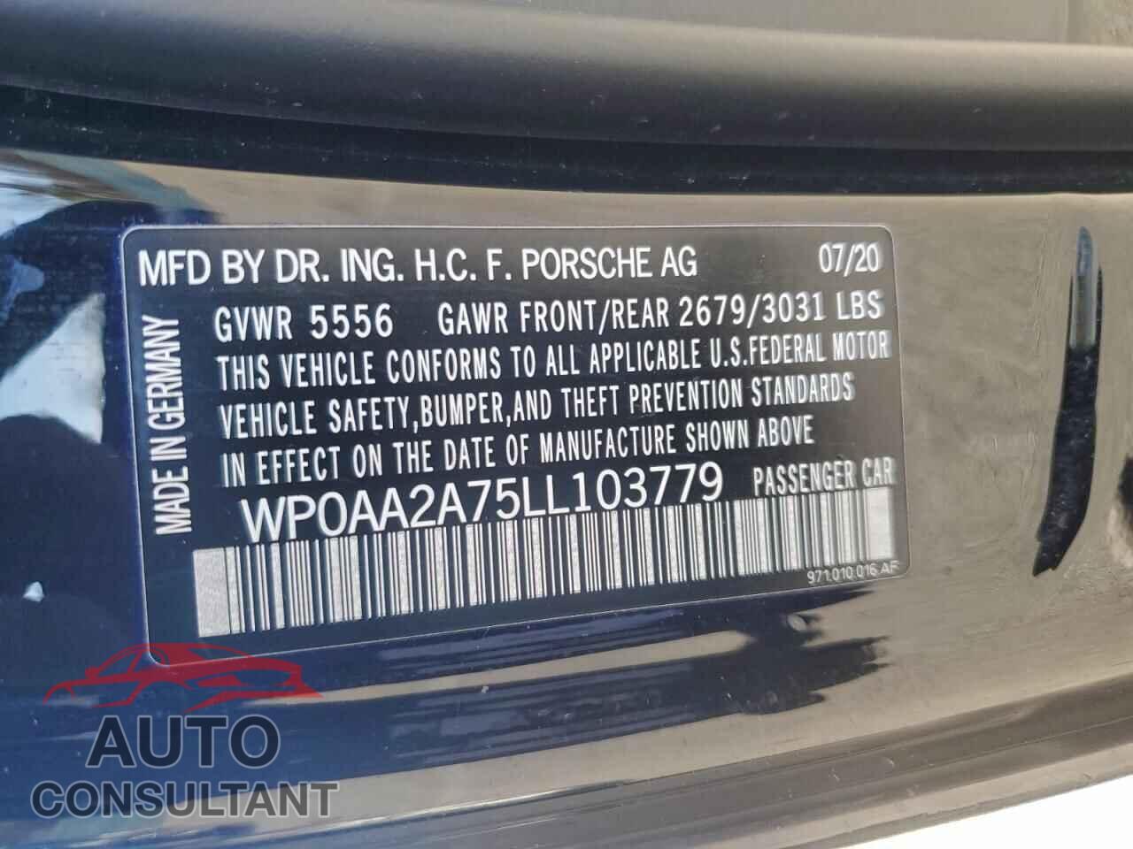 PORSCHE PANAMERA 2020 - WP0AA2A75LL103779