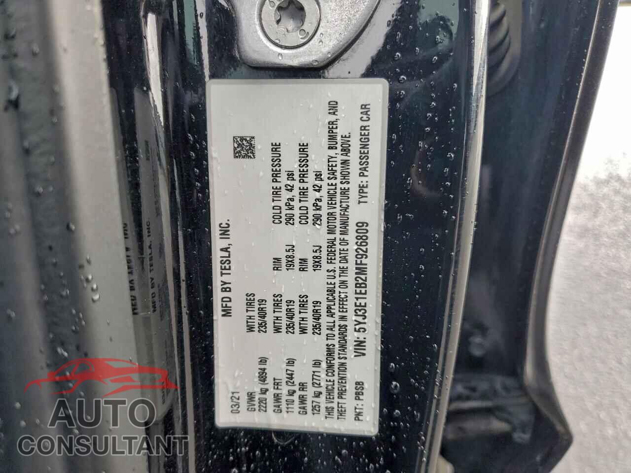 TESLA MODEL 3 2021 - 5YJ3E1EB2MF926809