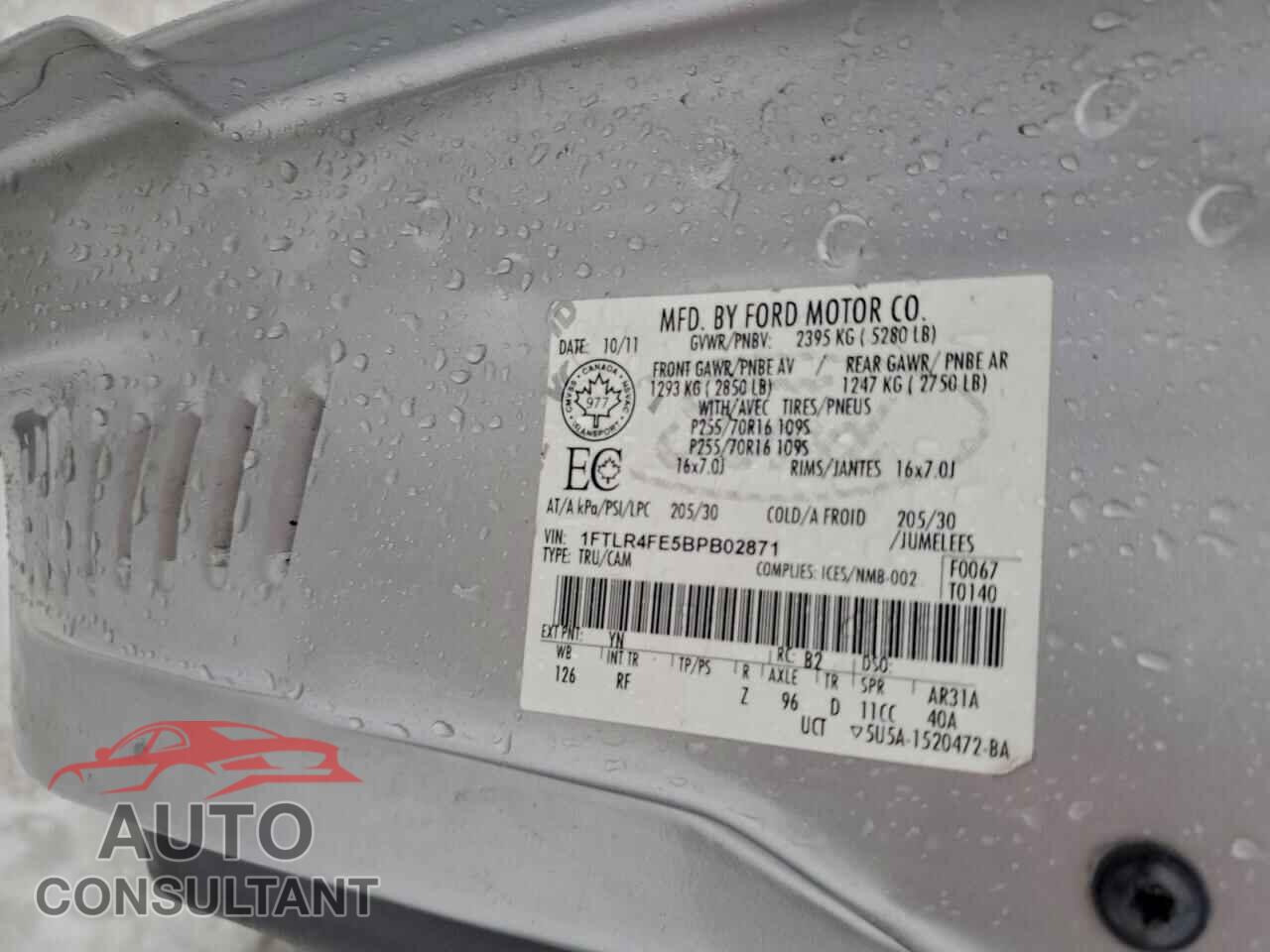 FORD RANGER 2011 - 1FTLR4FE5BPB02871