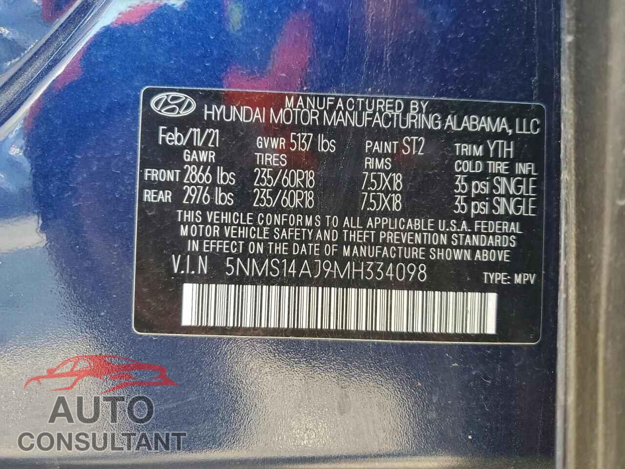 HYUNDAI SANTA FE 2021 - 5NMS14AJ9MH334098