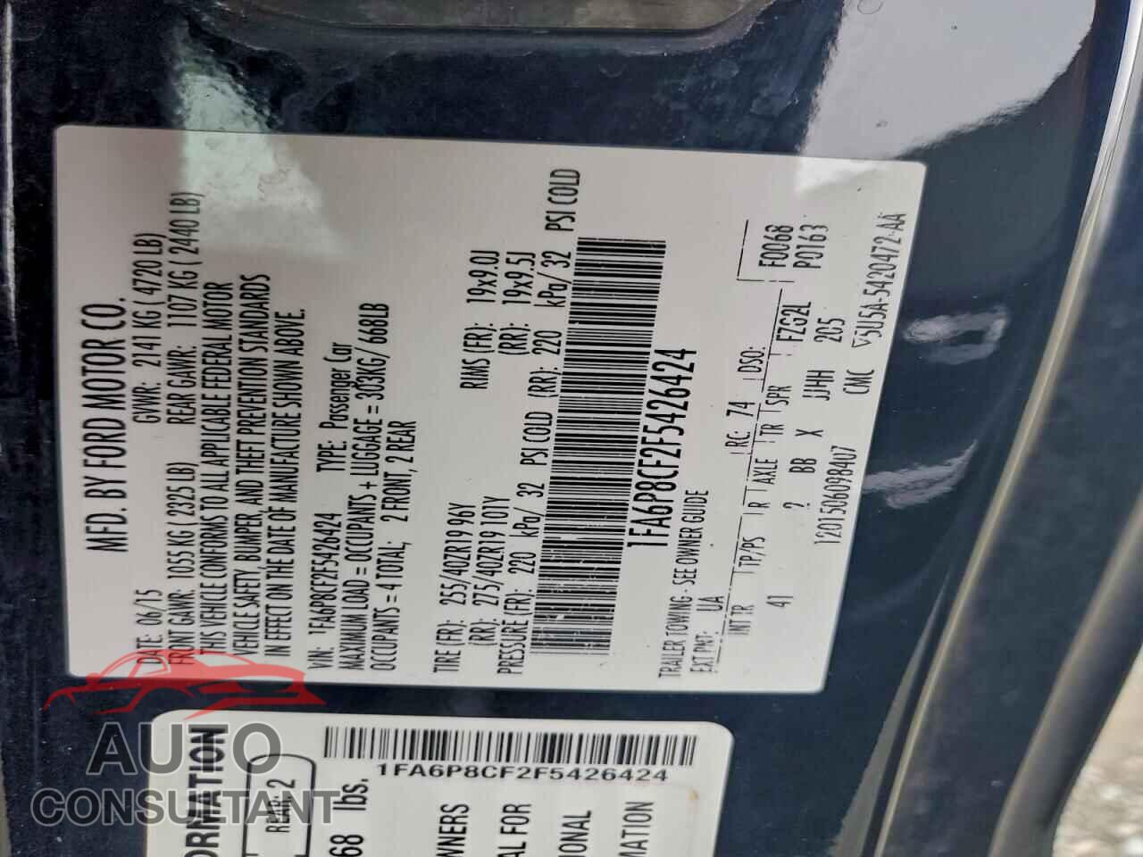FORD MUSTANG 2015 - 1FA6P8CF2F5426424