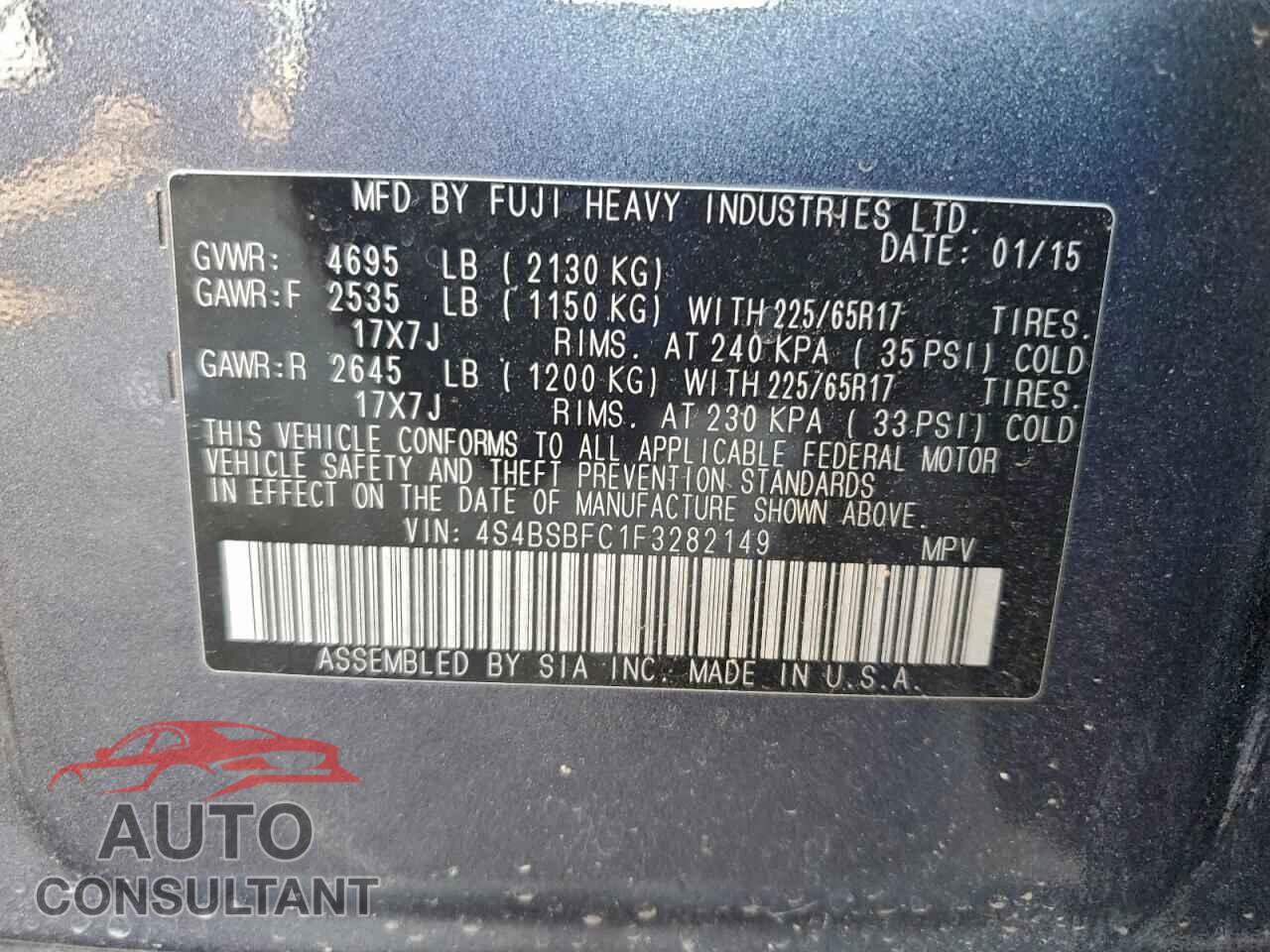 SUBARU OUTBACK 2015 - 4S4BSBFC1F3282149