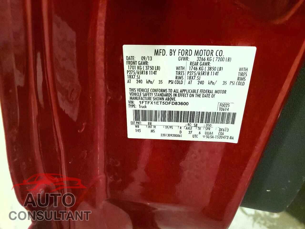 FORD F-150 2013 - 1FTFX1ET5DFD83600