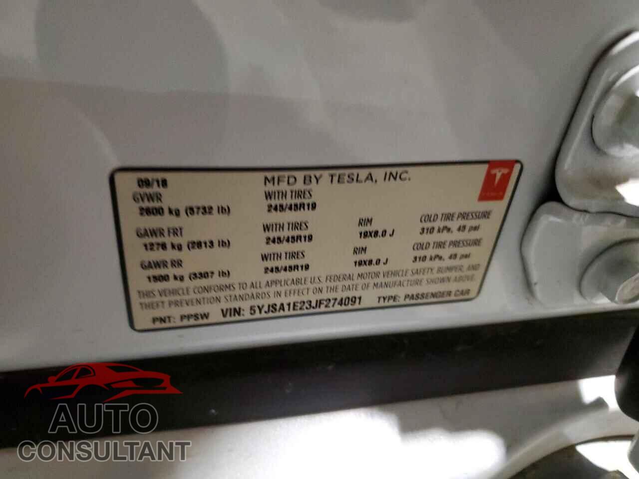 TESLA MODEL S 2018 - 5YJSA1E23JF274091