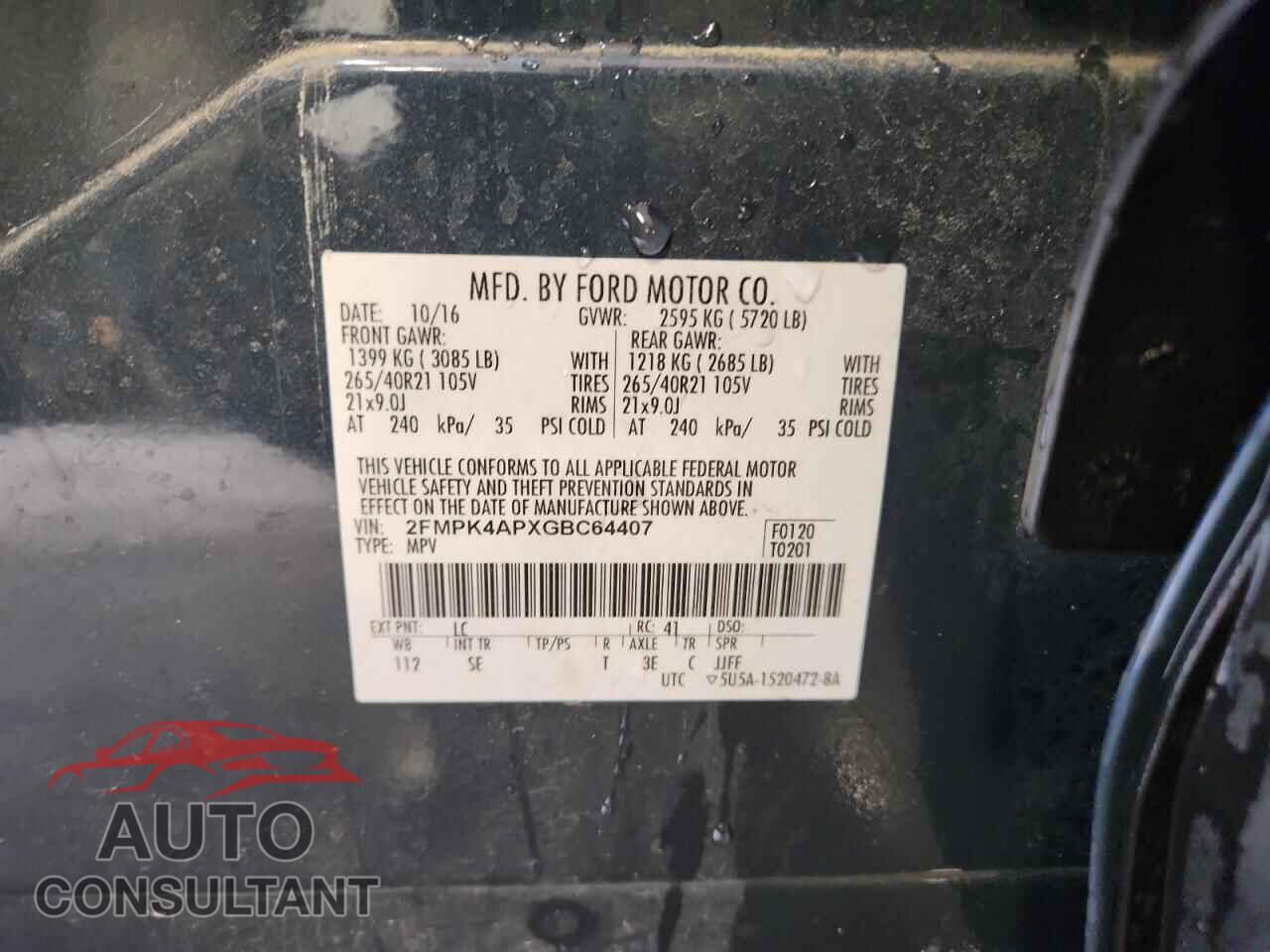 FORD EDGE 2016 - 2FMPK4APXGBC64407