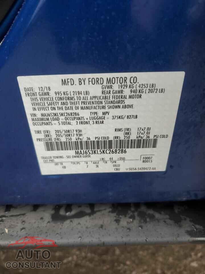 FORD ECOSPORT 2019 - MAJ6S3KL5KC268286