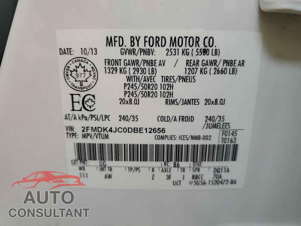 FORD EDGE 2013 - 2FMDK4JC0DBE12656