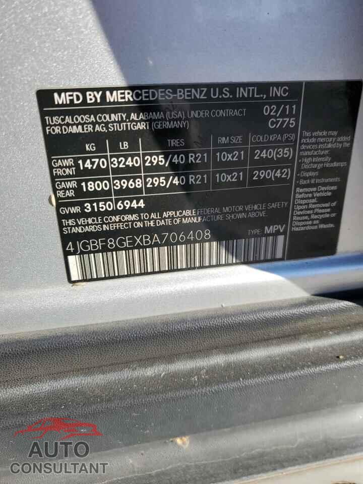MERCEDES-BENZ GL-CLASS 2011 - 4JGBF8GEXBA706408