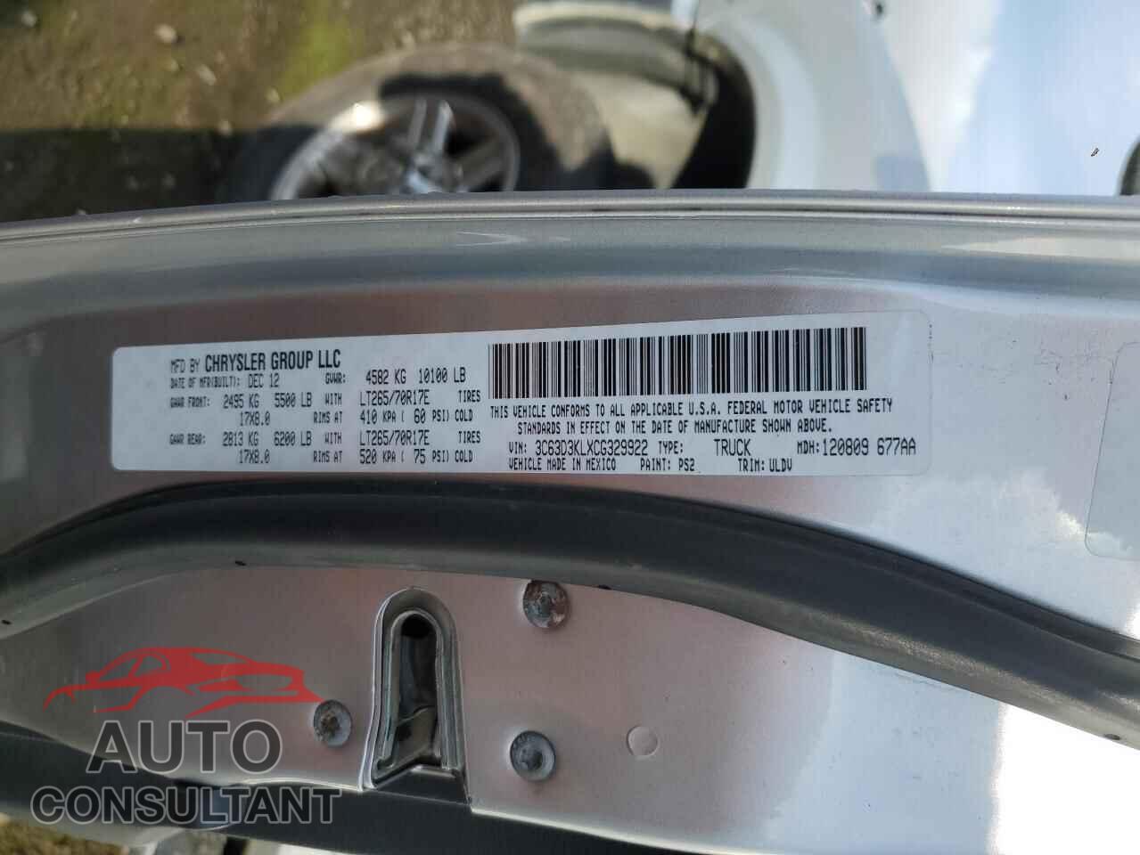 DODGE RAM 3500 2012 - 3C63D3KLXCG329922
