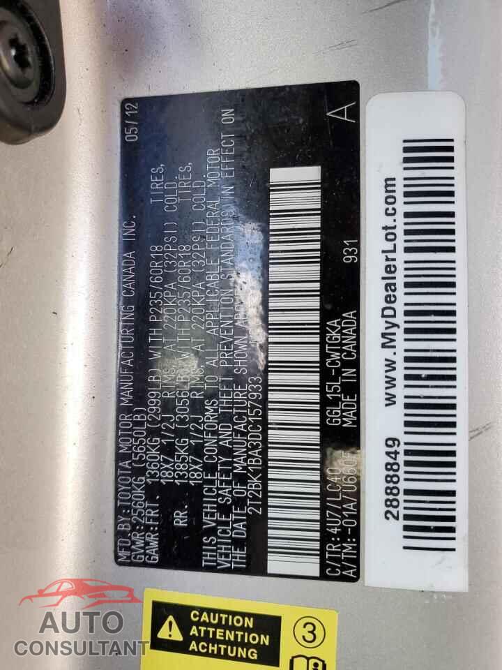 LEXUS RX350 2013 - 2T2BK1BA3DC157933