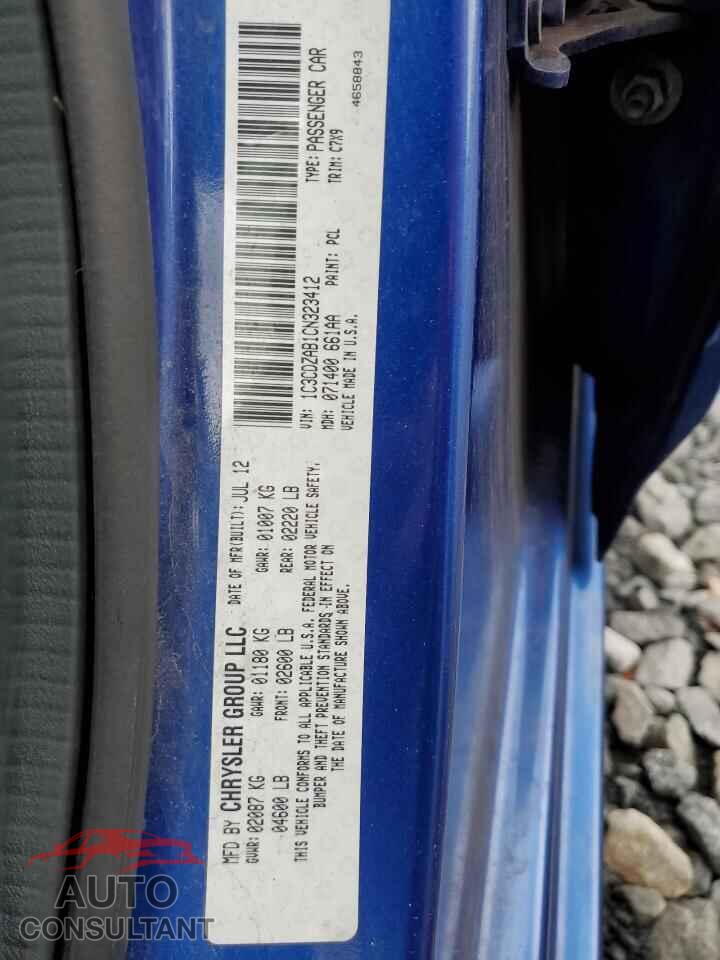 DODGE AVENGER 2012 - 1C3CDZAB1CN323412