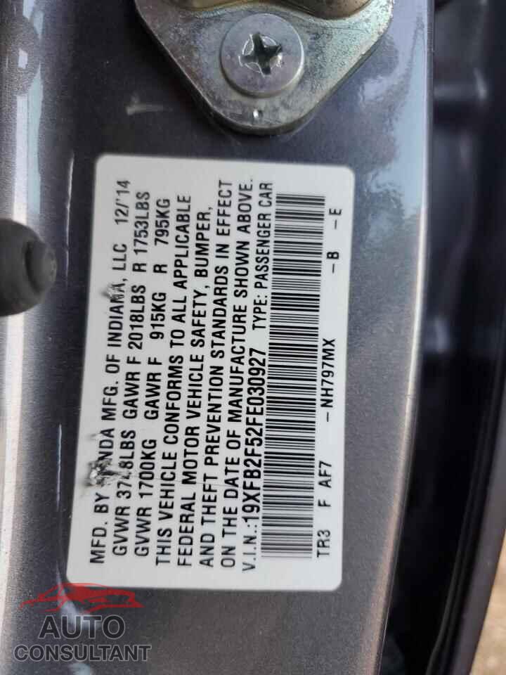 HONDA CIVIC 2015 - 19XFB2F52FE030927
